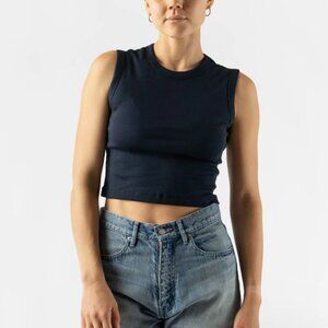 FLORE FLORE Navy Esmé Crop Tank Top